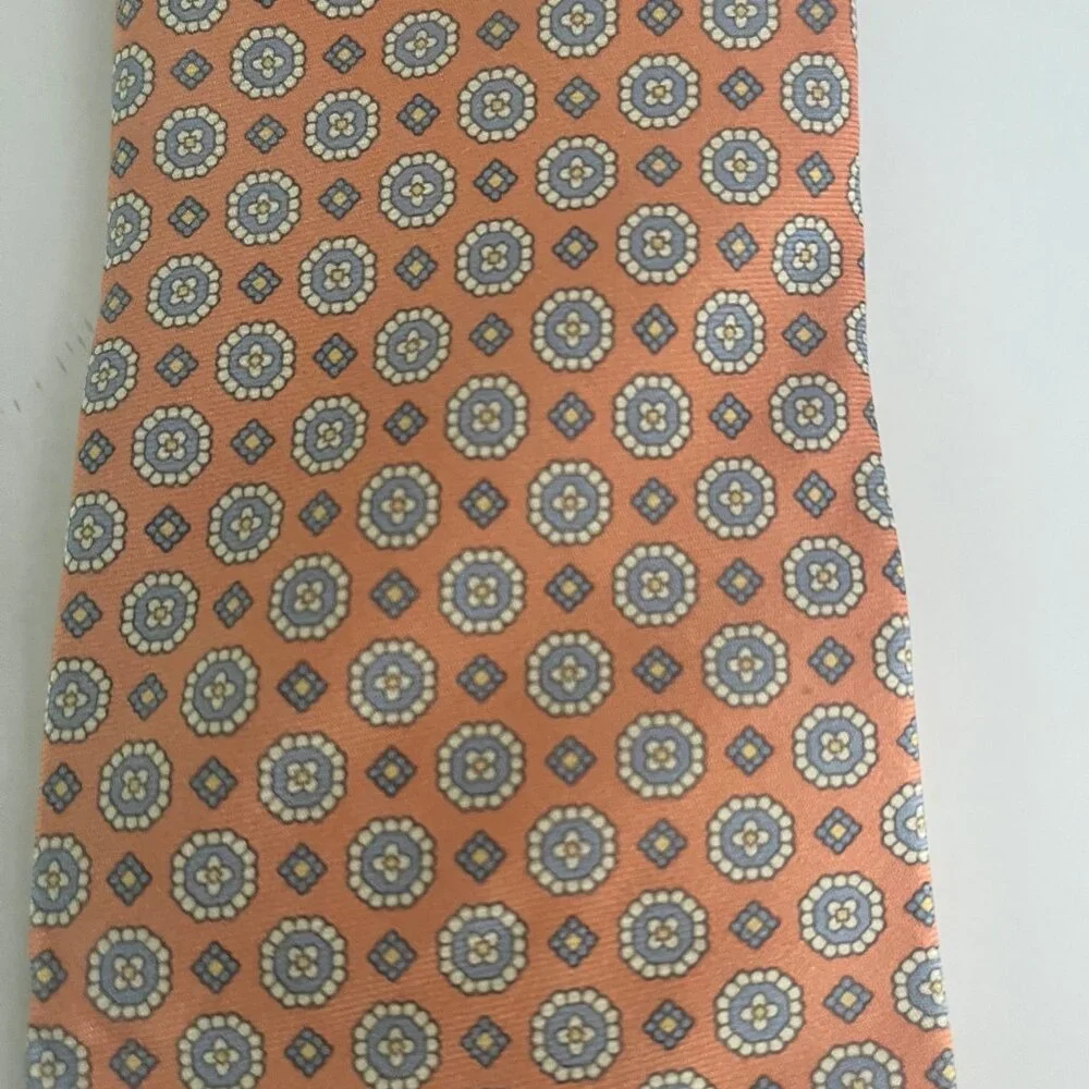 Brooks Brothers Orange Floral Medallion Silk Tie